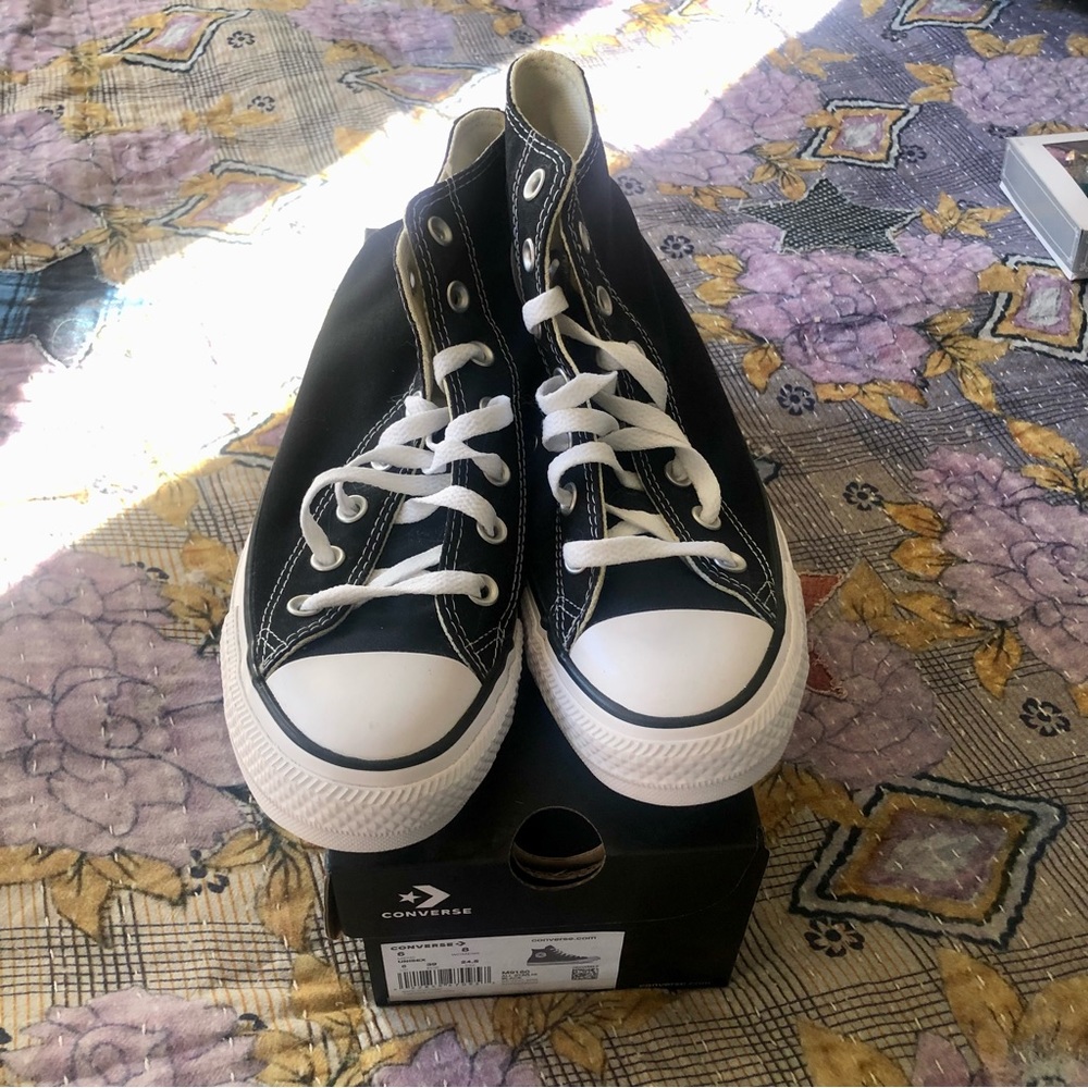Black Converse High Tops—Size 8